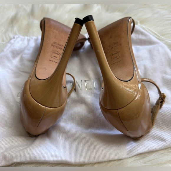 Stuart Weitzman Nudist Heels Beige Nude Ankle Strap Stiletto - Picture 6 of 8